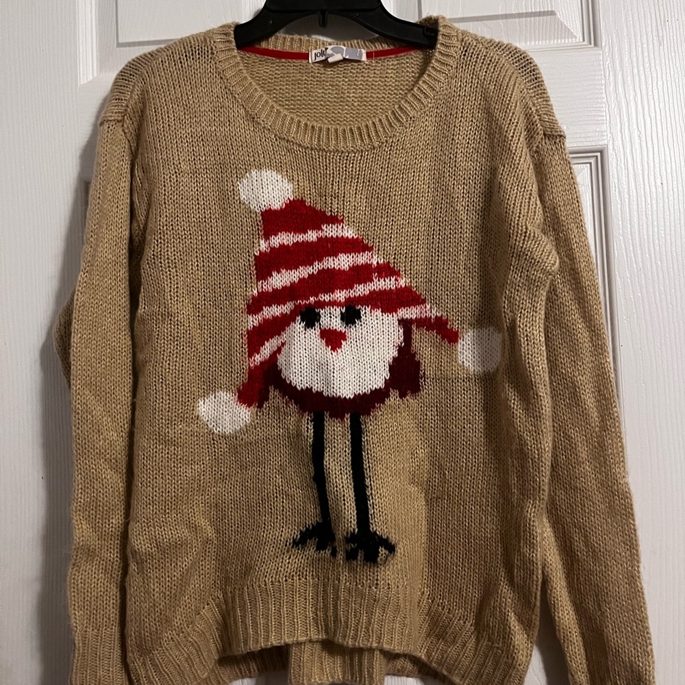 Jolt Tan Sweater with Festive Owl Design
